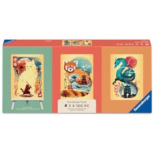 Ravensburger Ukiyo-E Cat Warrior, Red Panda & Dragon Puzzle & Easel Set – 3 x 100 Piece Jigsaw Puzzles for Kids & Adults, Japanese Style Animal Artwork, Includes Small Puzzle Easel Ravensburger Ukiyo-E Cat Warrior, Red Panda & Dragon Puzzle & Easel Set – 3 x 100 Piece Jigsaw Puzzles for Kids & Adults, Japanese Style Animal Artwork, Includes Small Puzzle Easel