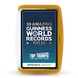 Top Trumps Guinness World Records Limited Editions Card Game, discover 30 amazing records including largest Game Boy, most tattooed and longest fingernails, gift and toy for players aged 6 plus