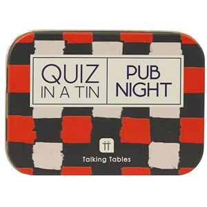 Talking Tables QUIZ IN A TIN Pub Night Quiz Game Trivia Card Travel Game for Adults, 200 Questions Double Sided Cards Pub Themed Nights, Portable Pocket Size Fun for Friends, Ages 14+, PLASTIC FREE Talking Tables QUIZ IN A TIN Pub Night Quiz Game Trivia Card Travel Game for Adults, 200 Questions Double Sided Cards Pub Themed Nights, Portable Pocket Size Fun for Friends, Ages 14+, PLASTIC FREE