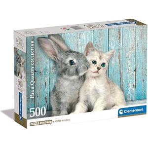 Clementoni Jigsaw Puzzle Collection Cat And Bunny 500 Pieces Poster Included, Puzzle For Adults 14-99 Years, Gift For Men/Women, Animals, Made In Italy, 35539 Clementoni Jigsaw Puzzle Collection Cat And Bunny 500 Pieces Poster Included, Puzzle For Adults 14-99 Years, Gift For Men/Women, Animals, Made In Italy, 35539