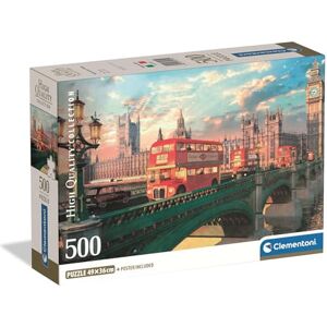 Clementoni Puzzle 500 pieces Collection, Westminster Bridge, London, Compact Box, Puzzle for Adults 14-99 Years, Made in Italy, 35575 Clementoni Puzzle 500 pieces Collection, Westminster Bridge, London, Compact Box, Puzzle for Adults 14-99 Years, Made in Italy, 35575