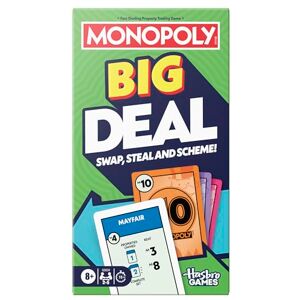 Monopoly Big Deal Card Game Oversized Giant Large Cards for Family Fun Ages 8+ 2 to 5 Players 15 Mins. Travel Games for Children and Adults English Version Monopoly Big Deal Card Game Oversized Giant Large Cards for Family Fun Ages 8+ 2 to 5 Players 15 Mins. Travel Games for Children and Adults English Version
