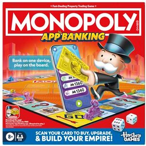 Hasbro Monopoly App Banking Board Game with Digital Banking Cards, Free App Integration & AR Mini-Games, No Cash Fast-Play Monopoly with Device Stand & 6 Tokens, Ages 8+, Perfect Fun for Families Hasbro Monopoly App Banking Board Game with Digital Banking Cards, Free App Integration & AR Mini-Games, No Cash Fast-Play Monopoly with Device Stand & 6 Tokens, Ages 8+, Perfect Fun for Families