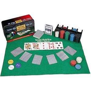 Relaxdays Large Poker Set, 200 Chips, Play Mat, 108 Cards, Dealer Button, Casino Feeling, Texas Holdem, Colourful Relaxdays Large Poker Set, 200 Chips, Play Mat, 108 Cards, Dealer Button, Casino Feeling, Texas Holdem, Colourful