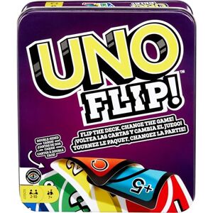 Mattel UNO FLIP! Family Card Game, with 112 Cards in a Sturdy Storage Tin, Makes a Great Gift for 7 Year Olds and Up, GDG37 Mattel UNO FLIP! Family Card Game, with 112 Cards in a Sturdy Storage Tin, Makes a Great Gift for 7 Year Olds and Up, GDG37