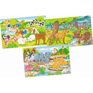 Goki 57377 Wooden Puzzles Animals 3 Different Designs with Animals with Forest Animals Zoo Animals and Farm Animals Goki 57377 Wooden Puzzles Animals 3 Different Designs with Animals with Forest Animals Zoo Animals and Farm Animals