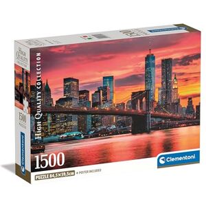 Clementoni Jigsaw Puzzle Collection East River At Dusk 1500 Pieces Poster Included, Puzzle For Adults 14-99 Years, Gift For Men/Women, Landscape, Made In Italy, 31712 Clementoni Jigsaw Puzzle Collection East River At Dusk 1500 Pieces Poster Included, Puzzle For Adults 14-99 Years, Gift For Men/Women, Landscape, Made In Italy, 31712