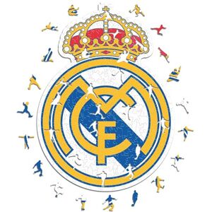 ICONIC PUZZLES , Real Madrid Logo, 100% eco-sustainable wooden puzzle with official license,Size S, 150 Pcs ICONIC PUZZLES , Real Madrid Logo, 100% eco-sustainable wooden puzzle with official license,Size S, 150 Pcs