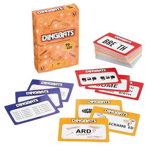 Gibsons Dingbats To Go Mind-Bending Brain Teasers Word Game – Orange Box with 100 Puzzle Cards, Fun Family Travel Game for Kids & Children Ages 10+, 13 x 9 x 2.5 cm, 1+ Players Gibsons Dingbats To Go Mind-Bending Brain Teasers Word Game – Orange Box with 100 Puzzle Cards, Fun Family Travel Game for Kids & Children Ages 10+, 13 x 9 x 2.5 cm, 1+ Players
