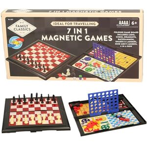 Atoz 7-in-1 Magnetic Travel Board Games Set, Chess, Draughts, Ludo, Snakes & Ladders, Backgammon, Nine Men's Morris, 4-in-a-Row, for Ages 6+, Black and White Atoz 7-in-1 Magnetic Travel Board Games Set, Chess, Draughts, Ludo, Snakes & Ladders, Backgammon, Nine Men's Morris, 4-in-a-Row, for Ages 6+, Black and White