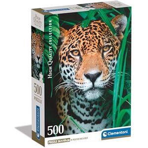 Clementoni Jigsaw Puzzle Collection Jaguar In The Jungle 500 Pieces Poster Included, Puzzle For Adults 14-99 Years, Gift For Men/Women, Animals, Made In Italy, 35541 Clementoni Jigsaw Puzzle Collection Jaguar In The Jungle 500 Pieces Poster Included, Puzzle For Adults 14-99 Years, Gift For Men/Women, Animals, Made In Italy, 35541
