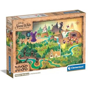 Clementoni Jigsaw Puzzle Story Maps Snow White 1000 Pieces Poster Included, Puzzle For Adults 14-99 Years, Gift For Men/Women, Map, Made In Italy, 39814 Clementoni Jigsaw Puzzle Story Maps Snow White 1000 Pieces Poster Included, Puzzle For Adults 14-99 Years, Gift For Men/Women, Map, Made In Italy, 39814