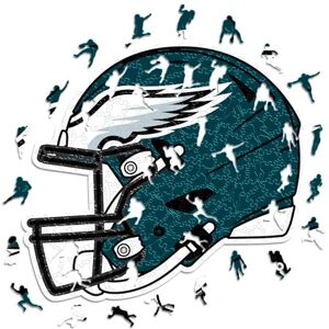 ICONIC PUZZLES Philadelphia Eagles Helmet, Wooden Puzzle officially licensed NFL, 100% sustainable, Gift for Adults and Children, size S, 150 Pcs ICONIC PUZZLES Philadelphia Eagles Helmet, Wooden Puzzle officially licensed NFL, 100% sustainable, Gift for Adults and Children, size S, 150 Pcs