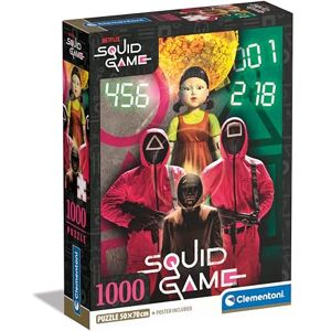Clementoni Jigsaw Puzzle Squid Game 1000 Pieces Poster Included, Puzzle For Adults 14-99 Years, Gift For Men/Women, Netflix Series, Made In Italy, 39859 Clementoni Jigsaw Puzzle Squid Game 1000 Pieces Poster Included, Puzzle For Adults 14-99 Years, Gift For Men/Women, Netflix Series, Made In Italy, 39859