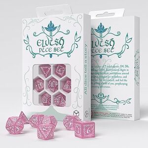 Q WORKSHOP Elvish Shimmering Pink & White Dice Set by Q-Workshop, Dice Board Game Q WORKSHOP Elvish Shimmering Pink & White Dice Set by Q-Workshop, Dice Board Game