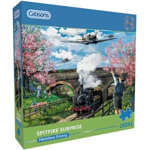 Gibsons Spitfire Surprise 250XL Piece Jigsaw Puzzle for Adults by Matthew Emeny Extra Large Pieces Nostalgic Aviation & Railway Theme Artwork – Premium Sustainable Puzzle Made in the UK/EU Gibsons Spitfire Surprise 250XL Piece Jigsaw Puzzle for Adults by Matthew Emeny Extra Large Pieces Nostalgic Aviation & Railway Theme Artwork – Premium Sustainable Puzzle Made in the UK/EU