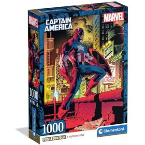 Clementoni Jigsaw Puzzle 1000 pieces, Marvel Captain America, Puzzle for Adults 14-99 Years, Compact box, Made in Italy, 37049 Clementoni Jigsaw Puzzle 1000 pieces, Marvel Captain America, Puzzle for Adults 14-99 Years, Compact box, Made in Italy, 37049
