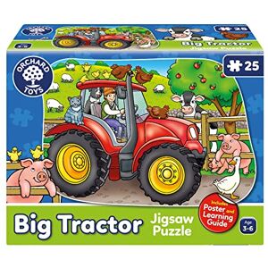 Orchard Toys Big Tractor Jigsaw Puzzle, 25-Piece Farm Themed Shaped Puzzle For Ages 3-6, Includes Poster, Perfect Party Gift Orchard Toys Big Tractor Jigsaw Puzzle, 25-Piece Farm Themed Shaped Puzzle For Ages 3-6, Includes Poster, Perfect Party Gift