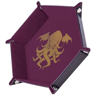 Rio -Dice tray Golden/Purple Cthulhu- 19 x 19 cm Leather and Velvet Rio -Dice tray Golden/Purple Cthulhu- 19 x 19 cm Leather and Velvet