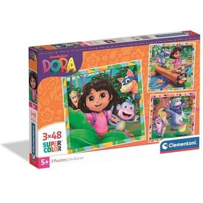 Clementoni Puzzle 3x48 Dora the Explorer, 144 pieces, Puzzle for Kids 5+ years, Made in Italy, 25078 Clementoni Puzzle 3x48 Dora the Explorer, 144 pieces, Puzzle for Kids 5+ years, Made in Italy, 25078
