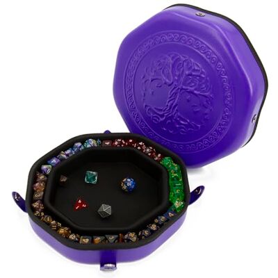 CASEMATIX Dice Tray Roll, Store and Protect Up to 115 RPG Dice with Magnetic Snaps, Embossed Tree of Life Design CASEMATIX Dice Tray Roll, Store and Protect Up to 115 RPG Dice with Magnetic Snaps, Embossed Tree of Life Design
