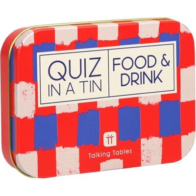 Talking Tables QUIZ IN A TIN Food and Drink Trivia Game Fun 100 Double Sided Question Card Game for Adults, After Dinner, Party Nights, Secret Santa, Ages 14+, PLASTIC FREE Made Talking Tables QUIZ IN A TIN Food and Drink Trivia Game Fun 100 Double Sided Question Card Game for Adults, After Dinner, Party Nights, Secret Santa, Ages 14+, PLASTIC FREE Made