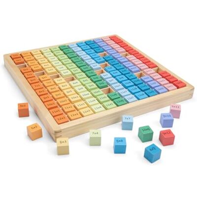 Woet ® Wooden Times Table Tray for Kids Age 3 Years +, Multiplication Table 1-12 Learning Board, Montessori Math Game, Times Tables Practice Toy, Educational Gift for Children Woet ® Wooden Times Table Tray for Kids Age 3 Years +, Multiplication Table 1-12 Learning Board, Montessori Math Game, Times Tables Practice Toy, Educational Gift for Children