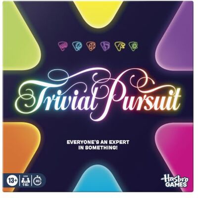 Hasbro Trivial Pursuit Board Game (2026) Updated Features, Co-Op and Team Options Fun Trivia Party Games 1 to 6 or More Players 45 Mins. Ages 13+ English Version Hasbro Trivial Pursuit Board Game (2026) Updated Features, Co-Op and Team Options Fun Trivia Party Games 1 to 6 or More Players 45 Mins. Ages 13+ English Version