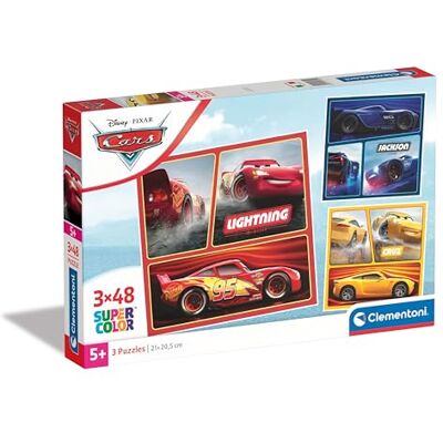 Clementoni 25305 Supercolor Puzzle Disney Pixar Cars 3x48 Pieces (3 Puzzles Included), Jigsaw Puzzle For Kids Age 5, Puzzle Cartoon, Made In Italy Clementoni 25305 Supercolor Puzzle Disney Pixar Cars 3x48 Pieces (3 Puzzles Included), Jigsaw Puzzle For Kids Age 5, Puzzle Cartoon, Made In Italy