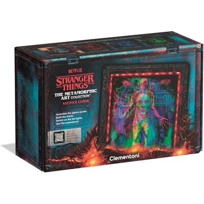 Clementoni Stranger Things Metamorphic Art with LED Light: 520-Piece puzzle, Colour-Changing Scene Featuring Vecna, Max and Eddie of Hellfireclub from Season 4 Clementoni Stranger Things Metamorphic Art with LED Light: 520-Piece puzzle, Colour-Changing Scene Featuring Vecna, Max and Eddie of Hellfireclub from Season 4