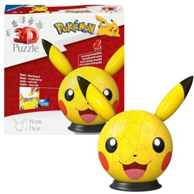 Ravensburger Pokemon Pikachu with Ears 72-Piece Puzzle Ball – 3D Jigsaw Puzzle Toy for Kids & Adults, Fun and Educational Brain Teaser Ravensburger Pokemon Pikachu with Ears 72-Piece Puzzle Ball – 3D Jigsaw Puzzle Toy for Kids & Adults, Fun and Educational Brain Teaser