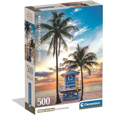 Clementoni Puzzle 500 pieces Collection, Miami Beach Florida, Compact box, Puzzle for Adults 14-99, Made in Italy, 35574 Clementoni Puzzle 500 pieces Collection, Miami Beach Florida, Compact box, Puzzle for Adults 14-99, Made in Italy, 35574