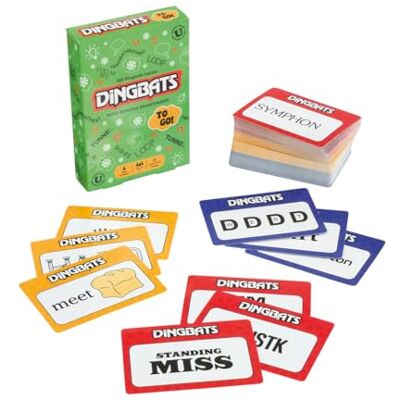 Gibsons Dingbats To Go Mind-Bending Brain Teasers Word Game – Green Box with 100 Puzzle Cards, Fun Family Travel Game for Kids & Children Ages 10+, 13 x 9 x 2.5 cm, 1+ Players Gibsons Dingbats To Go Mind-Bending Brain Teasers Word Game – Green Box with 100 Puzzle Cards, Fun Family Travel Game for Kids & Children Ages 10+, 13 x 9 x 2.5 cm, 1+ Players