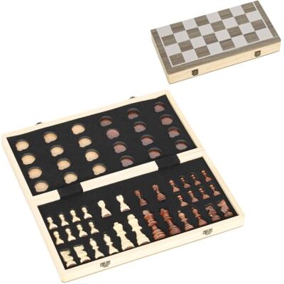 SPORTNOW 15 Inch Wooden Chess Set with Draughts Board Game 2 in 1 Brown Foldable Chess and Draughts Set, Pine Wood Pieces, Storage Grooves, for Travel, for Adults and Teens SPORTNOW 15 Inch Wooden Chess Set with Draughts Board Game 2 in 1 Brown Foldable Chess and Draughts Set, Pine Wood Pieces, Storage Grooves, for Travel, for Adults and Teens