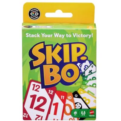 Mattel Skip-Bo Card Game for Ages 7+, 2-6 Players Classic Sequencing Play for Kids, Teens and Family Game Nights, Colorblind Accessible Deck, Ages 7+, JMM20 Mattel Skip-Bo Card Game for Ages 7+, 2-6 Players Classic Sequencing Play for Kids, Teens and Family Game Nights, Colorblind Accessible Deck, Ages 7+, JMM20