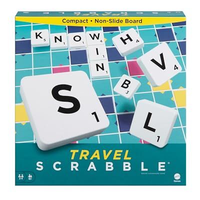 Mattel Travel Scrabble Game for 2-4 Players, English Edition Compact Board with Grid Keeps Tiles in Place, for Kids, Teens and Family Game Night on the Go, for Ages 10+, CJT11 Mattel Travel Scrabble Game for 2-4 Players, English Edition Compact Board with Grid Keeps Tiles in Place, for Kids, Teens and Family Game Night on the Go, for Ages 10+, CJT11