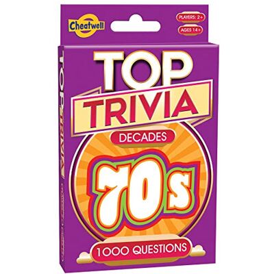 Cheatwell Games Top Trivia 1970's A Decade of Trivia Travel Pack Card Game 1000 Quiz Questions For Ages 14 and up Cheatwell Games Top Trivia 1970's A Decade of Trivia Travel Pack Card Game 1000 Quiz Questions For Ages 14 and up