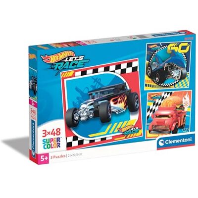 Clementoni Hotwheels 3 Puzzle Set With 48 Pieces Each Supercolor Puzzle For Kids 5-7 Years, Cars, Gift For Boys/Girls, Made In Italy, 25313 Clementoni Hotwheels 3 Puzzle Set With 48 Pieces Each Supercolor Puzzle For Kids 5-7 Years, Cars, Gift For Boys/Girls, Made In Italy, 25313