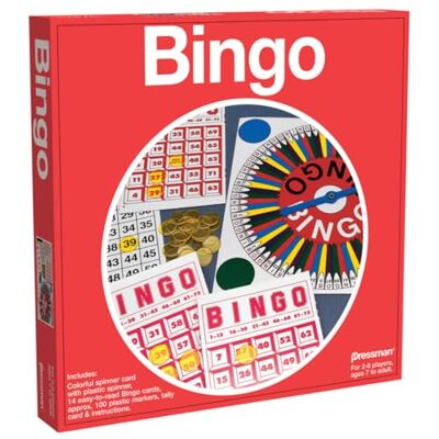 Pressman : Classic Bingo Set Includes Spinner with Bingo Cards and Plastic Markers Traditional Board Games For 2 or More Players Ages 7+ Pressman : Classic Bingo Set Includes Spinner with Bingo Cards and Plastic Markers Traditional Board Games For 2 or More Players Ages 7+