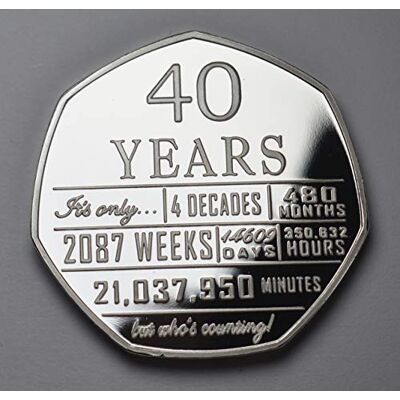 The Commemorative Coin Company 40th Birthday .999 Silver Commemorative. Unique Gift/Present Party/Celebration Ideas 40 Forty Years The Commemorative Coin Company 40th Birthday .999 Silver Commemorative. Unique Gift/Present Party/Celebration Ideas 40 Forty Years