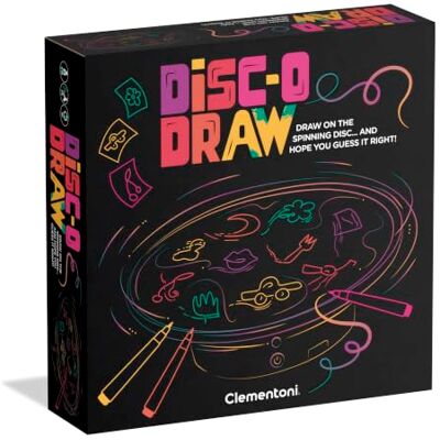 Clementoni Disco Draw Party Game, Hilarious Drawing Board Game for Groups, Rotating Board, Simultaneous Play, Ages 8+, English Version, 75187 Clementoni Disco Draw Party Game, Hilarious Drawing Board Game for Groups, Rotating Board, Simultaneous Play, Ages 8+, English Version, 75187