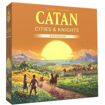 CATAN Cities & Knights Expansion 6th Edition Requires Base Game Deepen your strategy with cities, barbarians & wooden knight meeples. For 3–4 players, ages 12+, 90 mins playing time CATAN Cities & Knights Expansion 6th Edition Requires Base Game Deepen your strategy with cities, barbarians & wooden knight meeples. For 3–4 players, ages 12+, 90 mins playing time