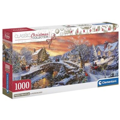 Clementoni Jigsaw Puzzle Panorama 1000 pieces, Christmas Over the Bridge, Puzzle for Adults 14-99 Years, Compact box, Made in Italy, 39999 Clementoni Jigsaw Puzzle Panorama 1000 pieces, Christmas Over the Bridge, Puzzle for Adults 14-99 Years, Compact box, Made in Italy, 39999