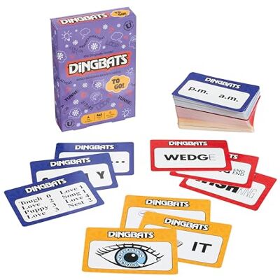 Gibsons Dingbats To Go Mind-Bending Brain Teasers Word Game – Purple Box with 100 Puzzle Cards, Fun Family Travel Game for Kids & Children Ages 10+, 13 x 9 x 2.5 cm, 1+ Players Gibsons Dingbats To Go Mind-Bending Brain Teasers Word Game – Purple Box with 100 Puzzle Cards, Fun Family Travel Game for Kids & Children Ages 10+, 13 x 9 x 2.5 cm, 1+ Players