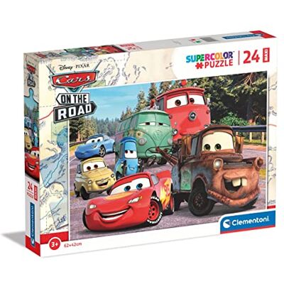 Clementoni 24239 Supercolor Puzzle Disney Pixar Cars On The Road 24 Maxi Pieces, Jigsaw Puzzle For Kids Age 3, Puzzle Cartoon, Made In Italy Clementoni 24239 Supercolor Puzzle Disney Pixar Cars On The Road 24 Maxi Pieces, Jigsaw Puzzle For Kids Age 3, Puzzle Cartoon, Made In Italy