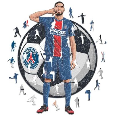 ICONIC PUZZLES PSG, Achraf Hakimi, Officially Licensed Wooden Puzzle, 100% Sustainable, Gift for Adults and Children, Size S, 150 Pieces ICONIC PUZZLES PSG, Achraf Hakimi, Officially Licensed Wooden Puzzle, 100% Sustainable, Gift for Adults and Children, Size S, 150 Pieces