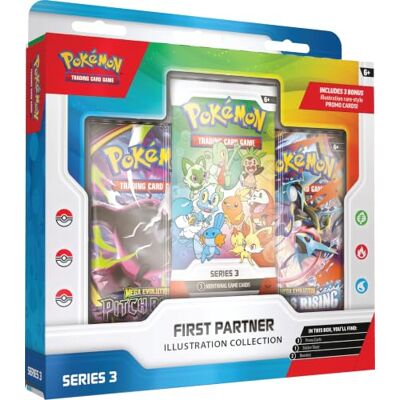 Pokémon TCG: First Partner Illustration Collection—Series 3 (3 Promo Cards, 2 Booster Packs & 1 Sticker Sheet) Pokémon TCG: First Partner Illustration Collection—Series 3 (3 Promo Cards, 2 Booster Packs & 1 Sticker Sheet)