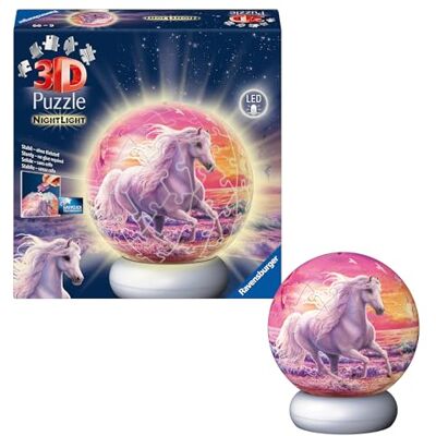 Ravensburger 3D Puzzle Nachtlicht Pferde am Strand Puzzle-Ball mit LED Nachtlicht als Nachttischlampe für Kinder ab 6 Jahren Ravensburger 3D Puzzle Nachtlicht Pferde am Strand Puzzle-Ball mit LED Nachtlicht als Nachttischlampe für Kinder ab 6 Jahren