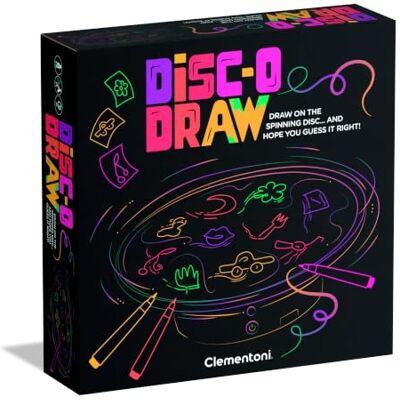 Clementoni Disco Draw Party Game, Hilarious Drawing Board Game for Groups, Rotating Board, Simultaneous Play, Ages 8+, English Version, 75187 Clementoni Disco Draw Party Game, Hilarious Drawing Board Game for Groups, Rotating Board, Simultaneous Play, Ages 8+, English Version, 75187
