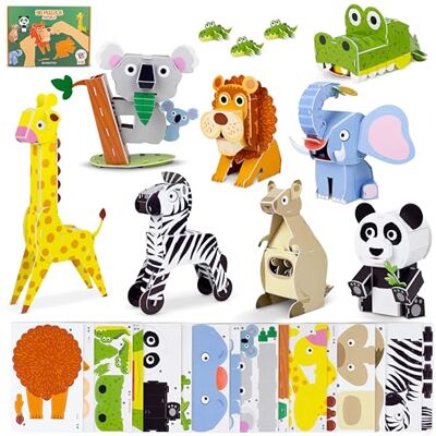 BONNYCO 3D Puzzles for Kids Pack of 8 Jungle Animal for Creative Craft Kits Progressive Educational Games, DIY Activities for Children. Engaging Toys & Gifts for Boys and Girls Aged 6 to 12, Birthday BONNYCO 3D Puzzles for Kids Pack of 8 Jungle Animal for Creative Craft Kits Progressive Educational Games, DIY Activities for Children. Engaging Toys & Gifts for Boys and Girls Aged 6 to 12, Birthday